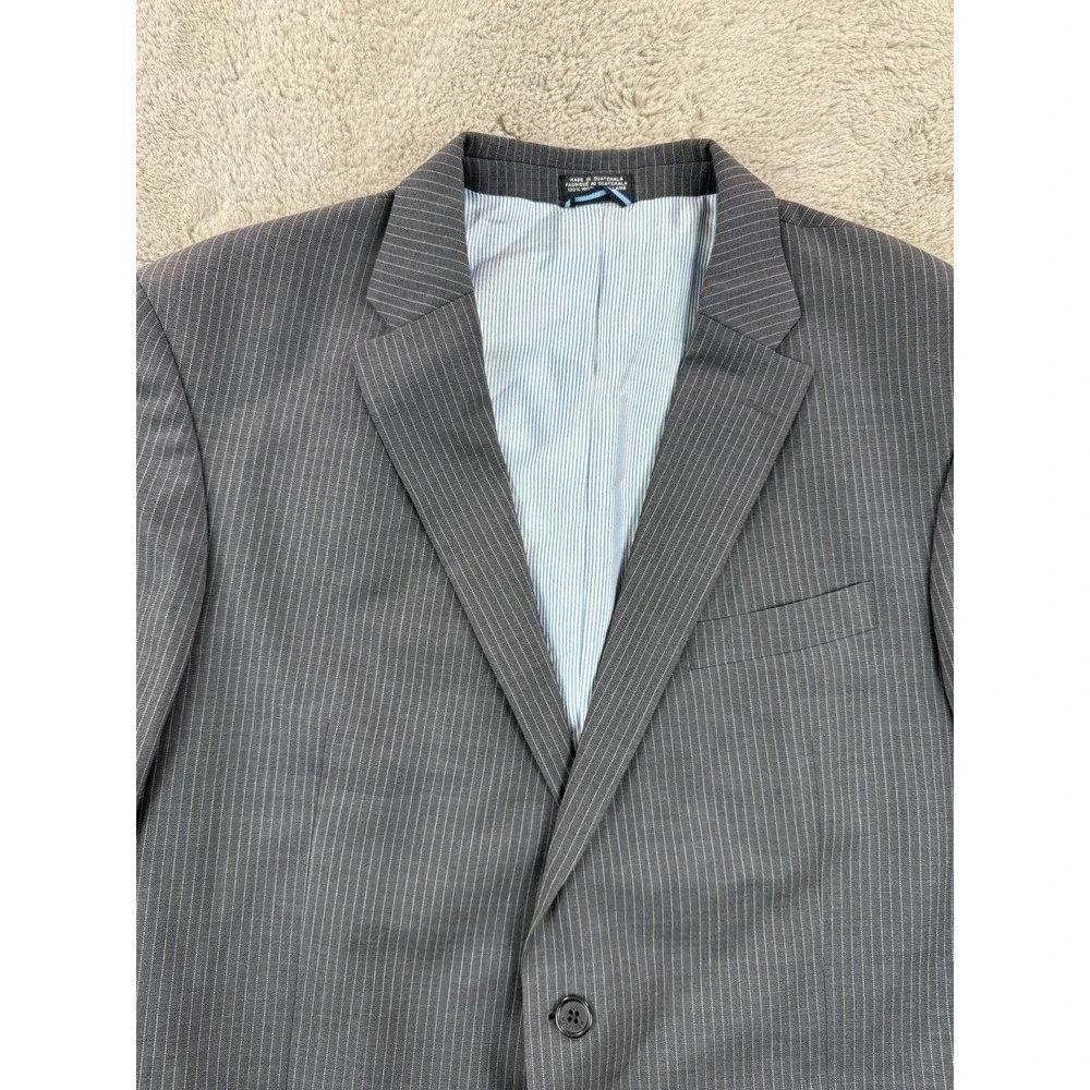 Tommy Hilfiger Men's Gray Pinstripe Wool Blazer Jacket‎ Size L46